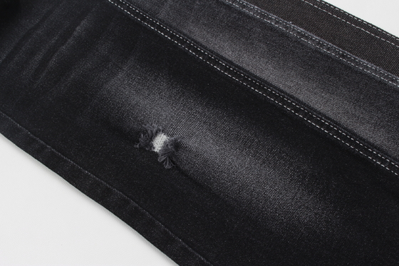 Erkek Jeans İçin Beyaz Arka Rulolu Yüksek Elastik 11.5Oz Denim Kumaş Siyah Renk