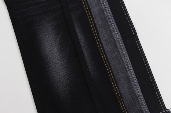 11.9 oz siyah ve siyah arka tarafı çapraz kesik slub kot pantolon kumaşı