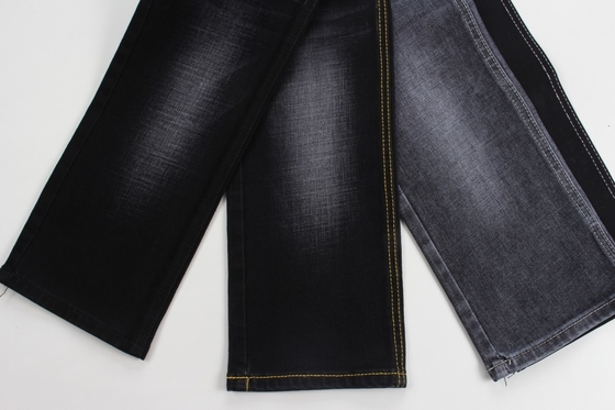 11.9 oz siyah ve siyah arka tarafı çapraz kesik slub kot pantolon kumaşı