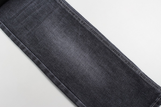 11.9 oz siyah ve siyah arka tarafı çapraz kesik slub kot pantolon kumaşı