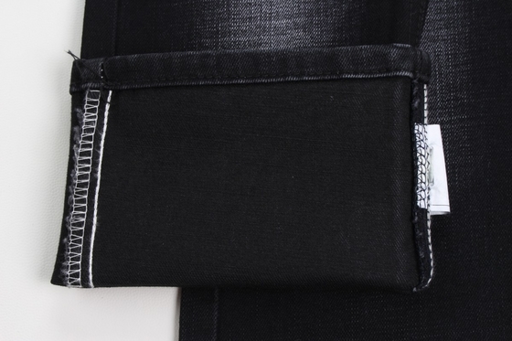 11.9 oz siyah ve siyah arka tarafı çapraz kesik slub kot pantolon kumaşı