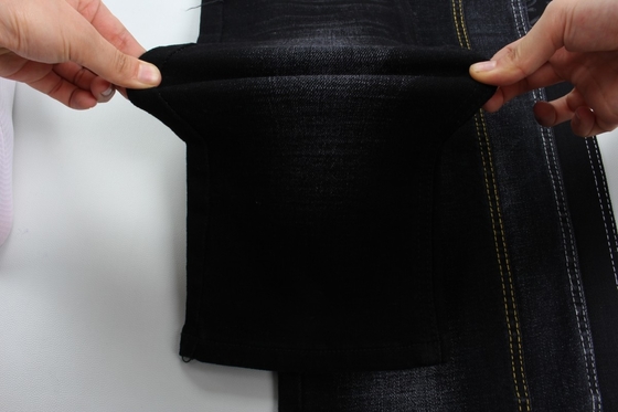 12 oz siyah ve siyah arka tarafı crossshatch slub jeans kumaşı