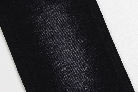 11.4 oz siyah ve siyah arka tarafı çapraz kesik slub kot pantolon kumaşı