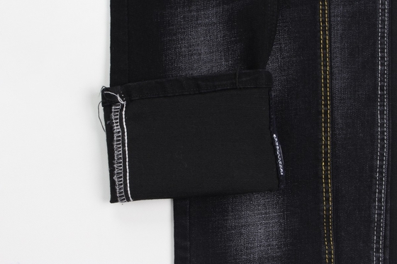 11.4 oz siyah ve siyah arka tarafı çapraz kesik slub kot pantolon kumaşı