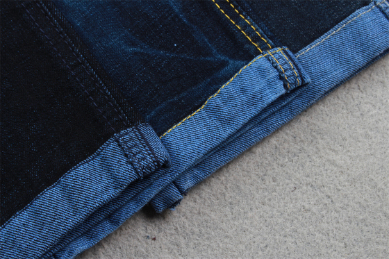 11 oz Mavi arka tarafı erkek kot pantolonları için crosshatch slublu, marka kalitesi mavi siyah renk.