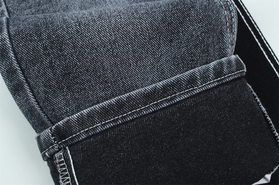 13.5 Oz Düşük germe Ağır Denim Kumaş Erkek İş Giyin Jeans Siyah Sırt