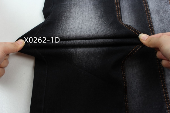9.6 Oz Siyah Yüksek Stretch Saten Dikiş Denim Kumaş Jeans için