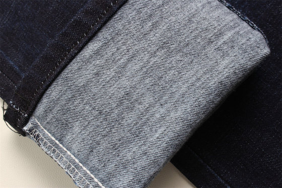 11.8 Oz Cross Slub Pamuk Karışık Spandex Mavi Denim Kumaş Erkek Jeans Stretch Hindistan Pazarı Stili Desizing Fleecing