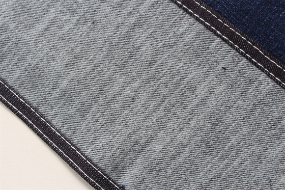 11.8 Oz Cross Slub Pamuk Karışık Spandex Mavi Denim Kumaş Erkek Jeans Stretch Hindistan Pazarı Stili Desizing Fleecing