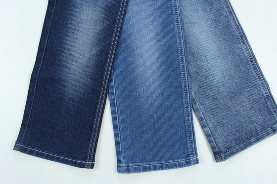 Özel sütten kesme 10.3 oz koyu mavi düşük germe kot pantolon kumaşı