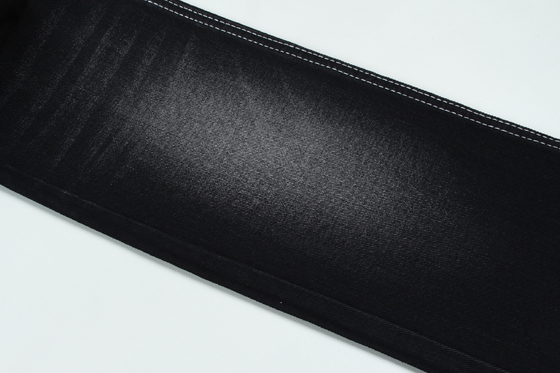 13.5oz Süper Koyu Siyah Renkli Denim Kumaş Sert % 100 Pamuk İşçi Jean Kumaş İçin Geri Dönüş Yaprak Siyah Siyah Arka