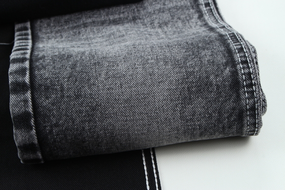 13.5oz Süper Koyu Siyah Renkli Denim Kumaş Sert % 100 Pamuk İşçi Jean Kumaş İçin Geri Dönüş Yaprak Siyah Siyah Arka