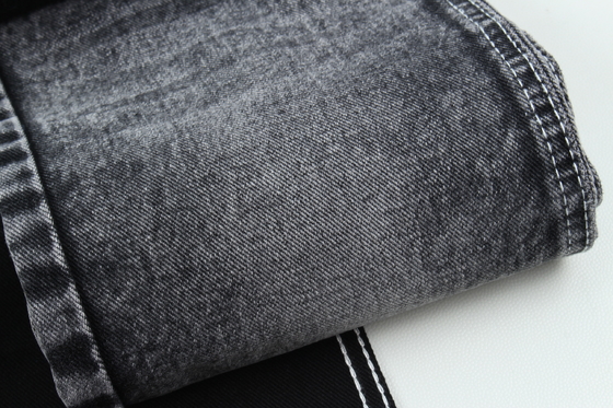 13.5oz Süper Koyu Siyah Renkli Denim Kumaş Sert % 100 Pamuk İşçi Jean Kumaş İçin Geri Dönüş Yaprak Siyah Siyah Arka