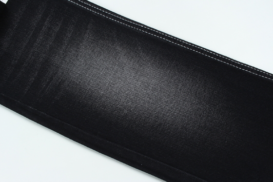 13.5oz Süper Koyu Siyah Renkli Denim Kumaş Sert % 100 Pamuk İşçi Jean Kumaş İçin Geri Dönüş Yaprak Siyah Siyah Arka