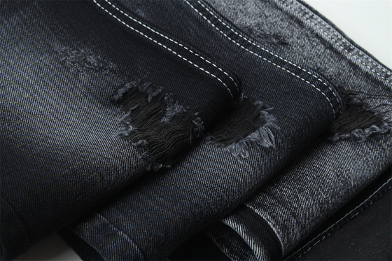 11.5oz Koyu Siyah & Siyah Arka Taraf Denim Kumaş Sıkı Jeans Kumaş Marka Tarzı Jeans Erkek Arkadaşı Tarzı