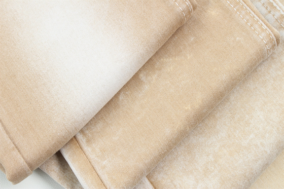 Kadın kot pantolonları için Khaki Rengi Yüksek Esneklik Slub Denim Kumaş