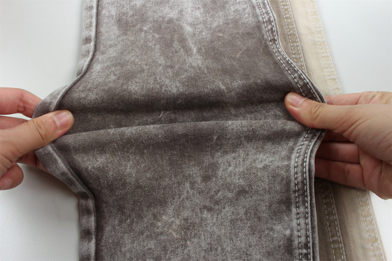 Kahverengi Renk 10 Kadın kot pantolonlar için bir kez yüksek germe Slub Denim kumaş