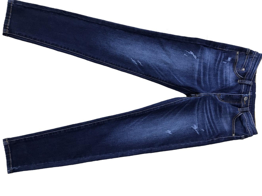 Indigo Blue High Stretch Slub Denim Kumaş Jeans için