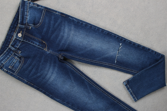 Indigo Blue High Stretch Slub Denim Kumaş Jeans için