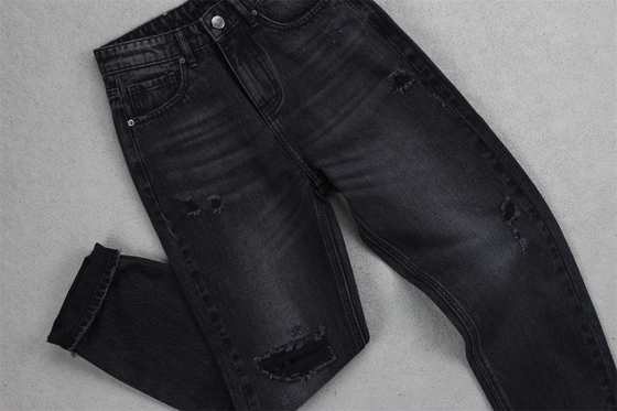 190cm 13oz Siyah Siyah Pamuk Polyester Sert Jeans için Denim Kumaş