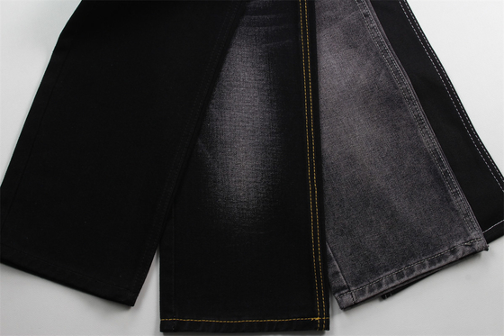 190cm 12oz Siyah Siyah Pamuk Poliester Sıkı Jeans Kumaş