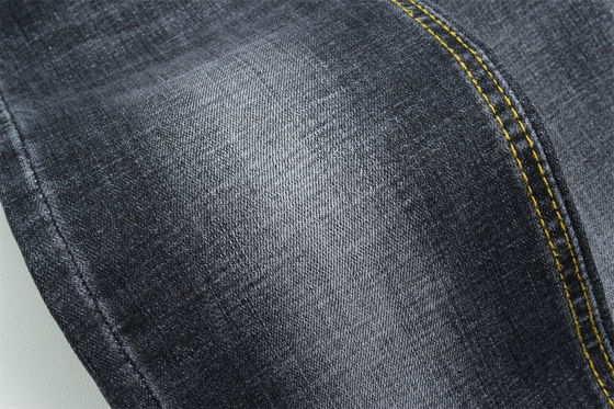 Yüksek Kalite Koyu Siyah Crossshatch Slub Stretch Denim Kumaş Erkekler için Jeans