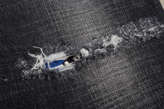Yüksek Kalite Koyu Siyah Crossshatch Slub Stretch Denim Kumaş Erkekler için Jeans