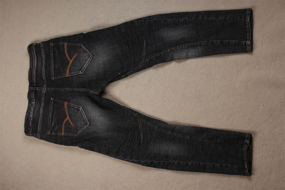 Yüksek Kalite Koyu Siyah Crossshatch Slub Stretch Denim Kumaş Erkekler için Jeans
