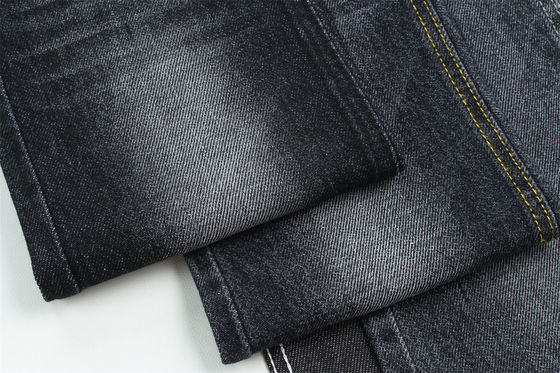 100% Pamuk 12 Bir kez bakire Pamuk Jeans için Sert Denim Kumaş Koyu Siyah