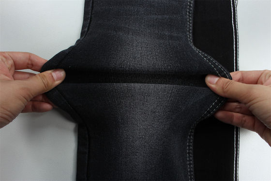 Tam Likra Saten Dokuma Siyah Siyah Yüksek Esnek Denim Kumaş