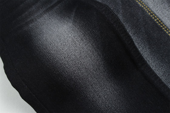 Tam Likra Saten Dokuma Siyah Siyah Yüksek Esnek Denim Kumaş