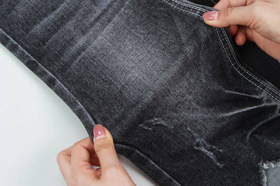 Üstün Kalite Koyu Siyah Slub Streç Denim Kumaş Kot İçin