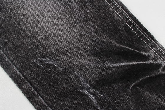 Üstün Kalite Koyu Siyah Slub Streç Denim Kumaş Kot İçin