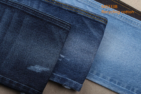 Yeni Moda Trendi Geri Dönüşümlü Pamuklu Denim Kumaş %12 Geri Dönüşümlü Pamuk ve %88 Pamuk 11 OZ Çevre Dostu