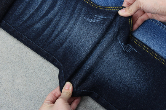 Indigo Blue Crosshatch Denim Kumaş Slub Full Stretch 10.3 Bir kez Jeans Malzemeleri