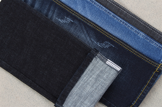Indigo Blue Crosshatch Denim Kumaş Slub Full Stretch 10.3 Bir kez Jeans Malzemeleri