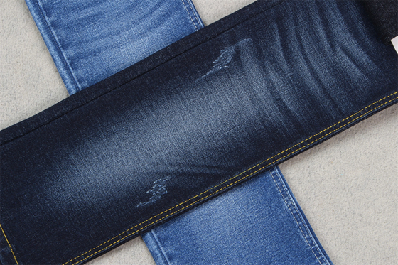 Indigo Blue Crosshatch Denim Kumaş Slub Full Stretch 10.3 Bir kez Jeans Malzemeleri