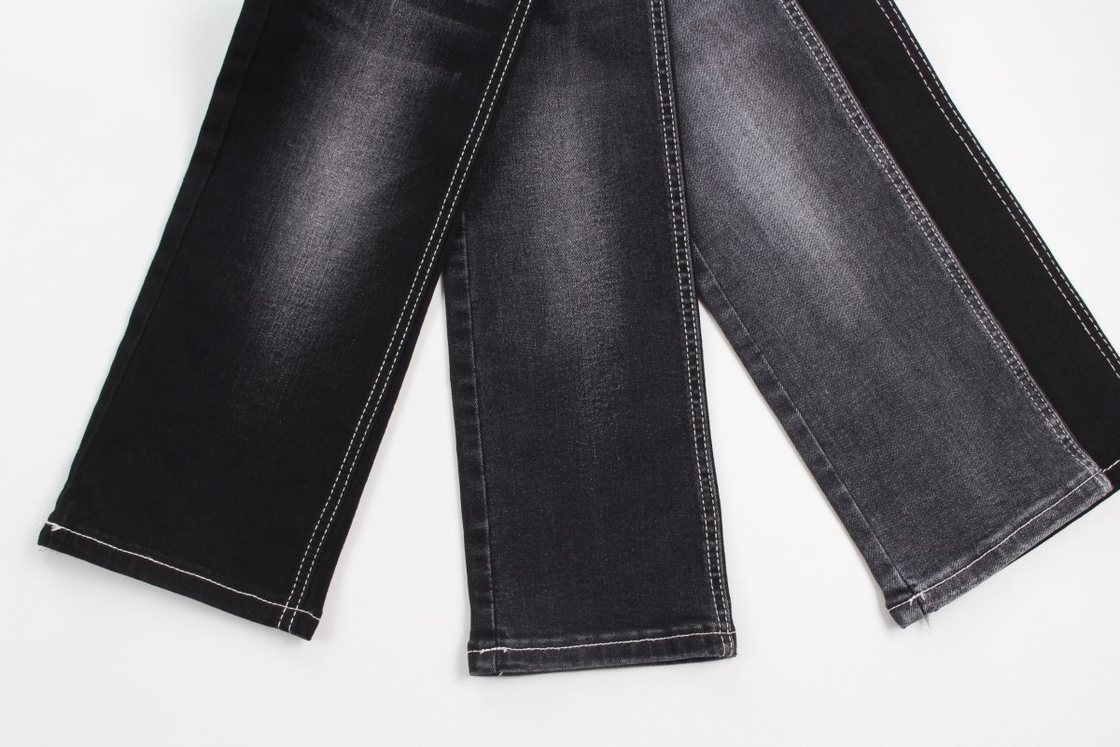 Sıcak satış 10 oz warp slub yüksek uzatma siyah arka tarafı kot pantolon için dokunmuş kot kumaş