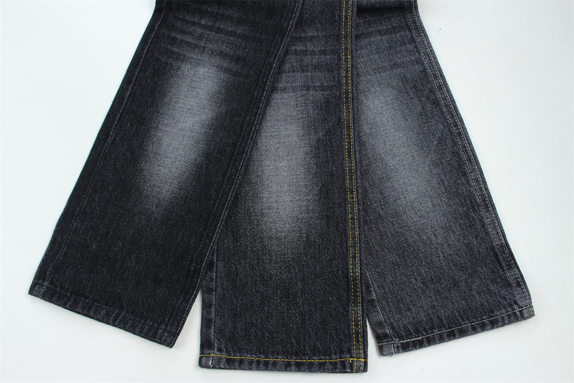 100% Pamuk 12 Bir kez bakire Pamuk Jeans için Sert Denim Kumaş Koyu Siyah