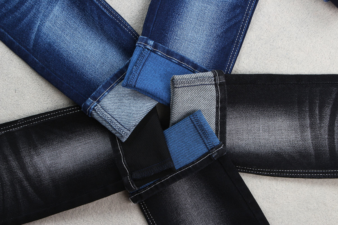 Renkli Atkı Streç Denim Dimi Kumaş 59" Arka Tarafta Siyah Mavi Beyaz Karışık Renkli