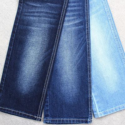 İyi fiyat 380gsm Pamuklu Polyester Spandex Denim Kumaş Şantuk Orta Streçli Koyu Mavi çevrimiçi