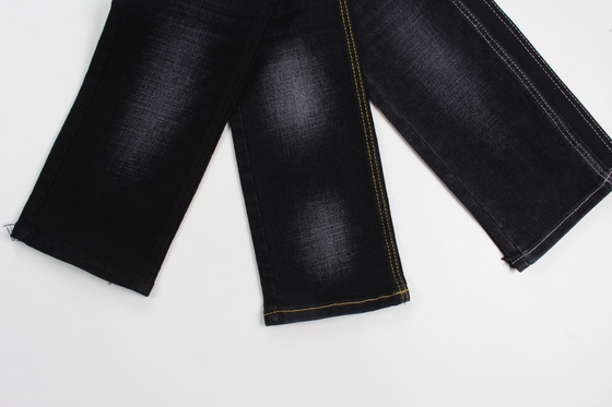 11.4 oz siyah ve siyah arka tarafı çapraz kesik slub kot pantolon kumaşı