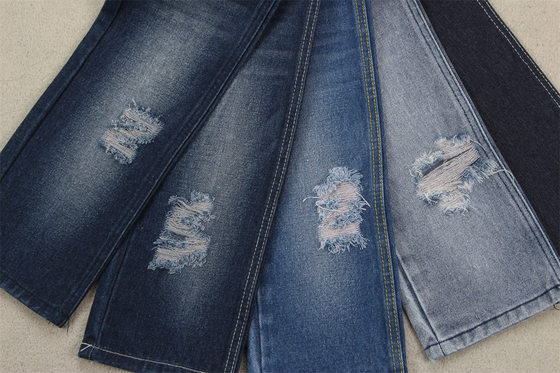 GOTS 13.5 Oz %100 Pamuklu Denim Kumaş Streçsiz Mavi Geri Dönüştürülmüş