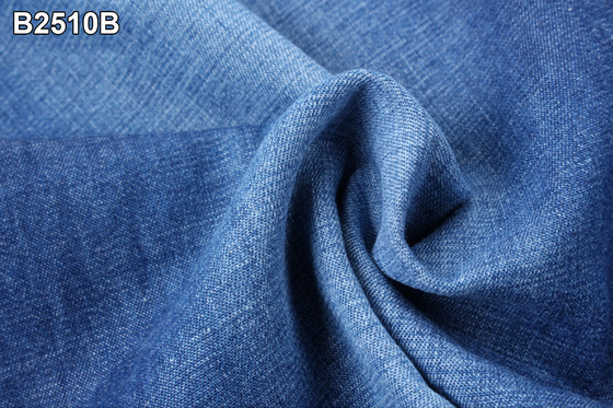 32S Pamuklu Gömlek Denim Kumaş Penye Siro Bükülmüş Hafif Denim Gömlek Malzemesi